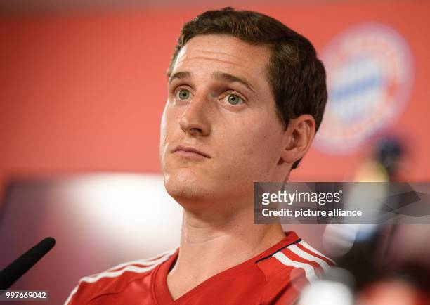 Bayern's new team member Sebastian Rudy, photographed during a press conference for the presentation of the new team members at the training grounds...