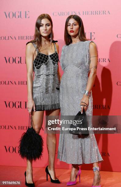 Giorgia Tordini and Gilda Ambrosio attend Vogue 30th Anniversary Party at Casa Velazquez on July 12, 2018 in Madrid, Spain.