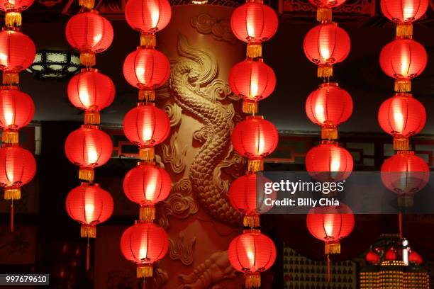 red lanterns at thean hou temple - thean hou stock pictures, royalty-free photos & images