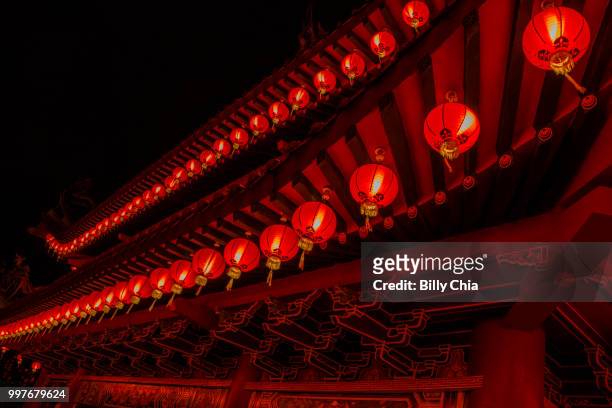 red lanterns at thean hou temple - thean hou stock pictures, royalty-free photos & images