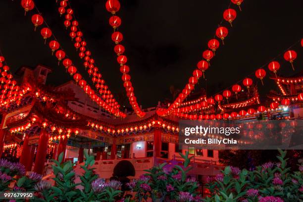 red lanterns at thean hou temple - thean hou stock pictures, royalty-free photos & images