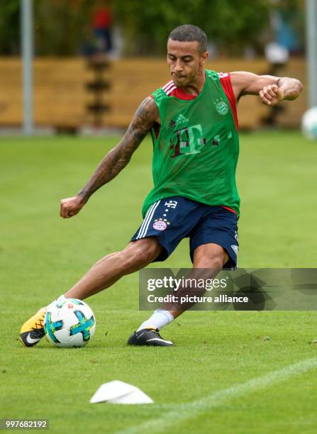 Bayern Munich's Thiago during a training session at the club's training ground on Saebener Strasse in Munich, Germany, 30 July 2017. Photo: Matthias...