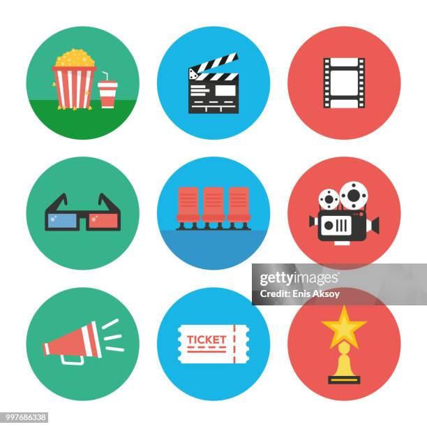 cinema icon set - auditorium icon stock illustrations