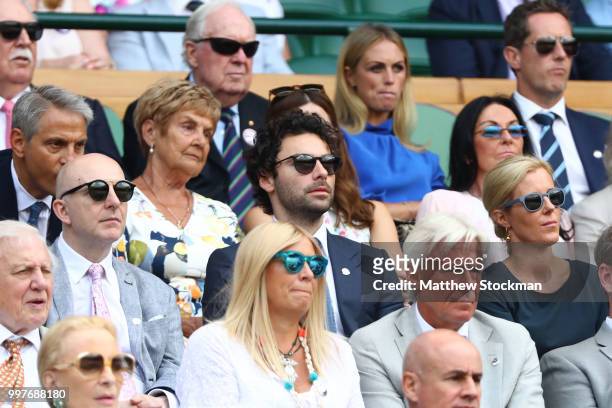 Aiden Turner attends day eleven of the Wimbledon Lawn Tennis Championships at All England Lawn Tennis and Croquet Club on July 13, 2018 in London,...