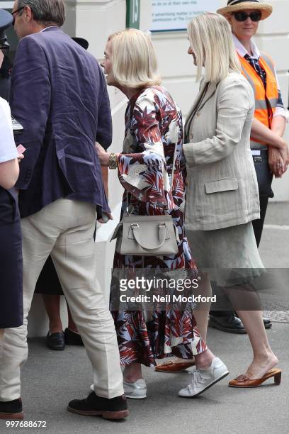 Princess Alexandra, The Honourable Lady Ogilvy seen arriving at Wimbledon for Men's Semi Final Day on July 12, 2018 in London, England.