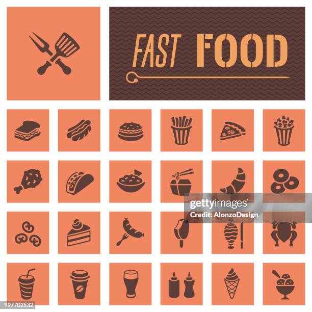 fast-food restaurant symbole - kartoffel icon stock-grafiken, -clipart, -cartoons und -symbole