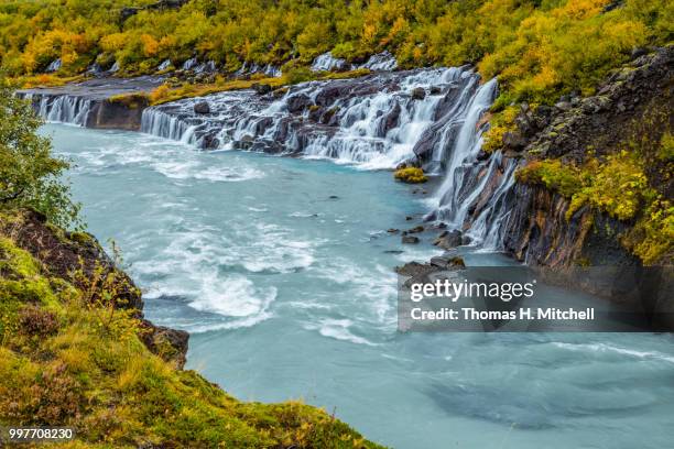 iceland-hraunfossar - brook mitchell stock pictures, royalty-free photos & images