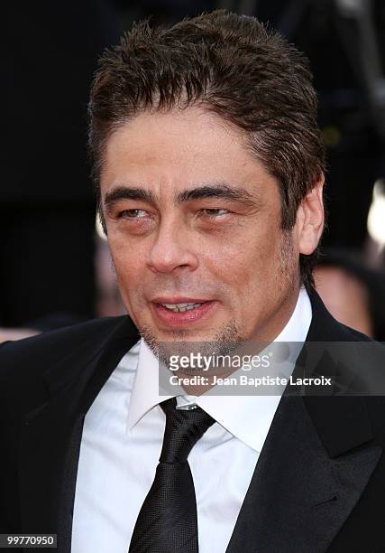 Benicio Del Toro attends the premiere of 'Biutiful' held at the Palais des Festivals during the 63rd Annual International Cannes Film Festival on May...