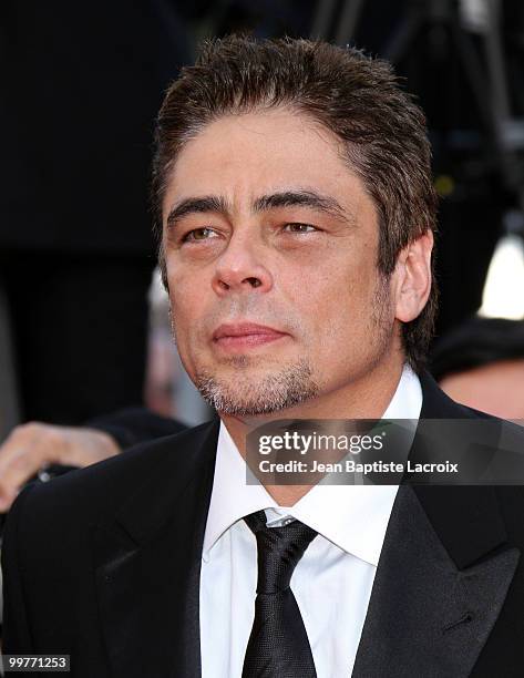 Benicio Del Toro attends the premiere of 'Biutiful' held at the Palais des Festivals during the 63rd Annual International Cannes Film Festival on May...