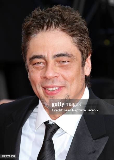 Benicio Del Toro attends the premiere of 'Biutiful' held at the Palais des Festivals during the 63rd Annual International Cannes Film Festival on May...