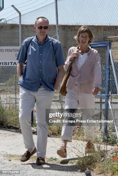 Inaki Urdangarin's sister, Clara Urdangarin and husband are seen visiting Inaki Urdangarin at prison on July 7, 2018 in Brieva, Spain.