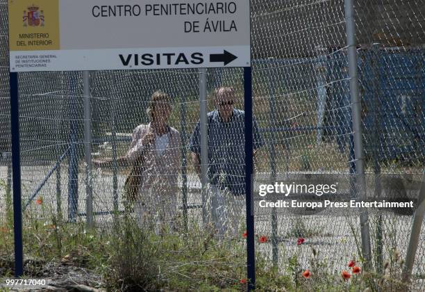 Inaki Urdangarin's sister, Clara Urdangarin and husband are seen visiting Inaki Urdangarin at prison on July 7, 2018 in Brieva, Spain.