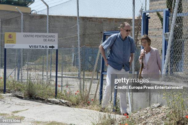 Inaki Urdangarin's sister, Clara Urdangarin and husband are seen visiting Inaki Urdangarin at prison on July 7, 2018 in Brieva, Spain.