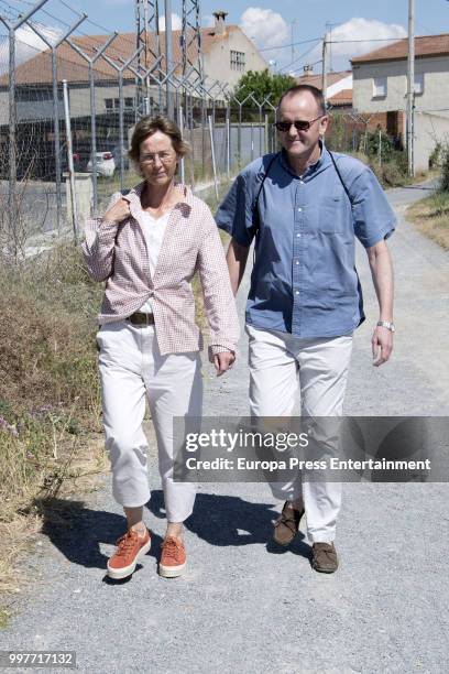 Inaki Urdangarin's sister, Clara Urdangarin and husband are seen visiting Inaki Urdangarin at prison on July 7, 2018 in Brieva, Spain.