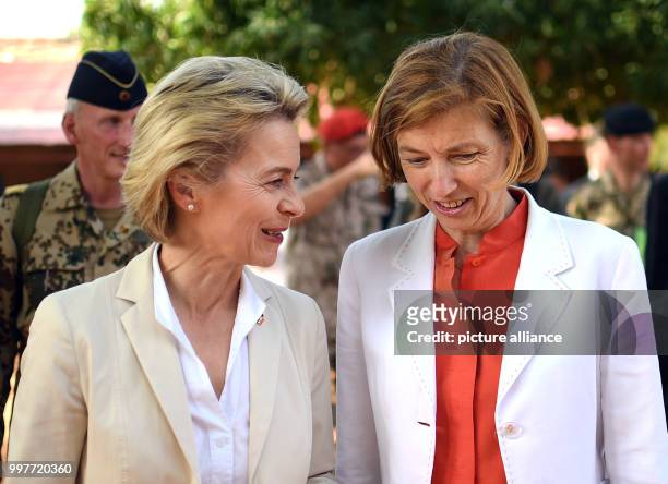 German Defence Minister Ursula von der Leyen and her French counterpart Florence Parly inspecting together the construction sitte of the RHQ G5 Sahel...