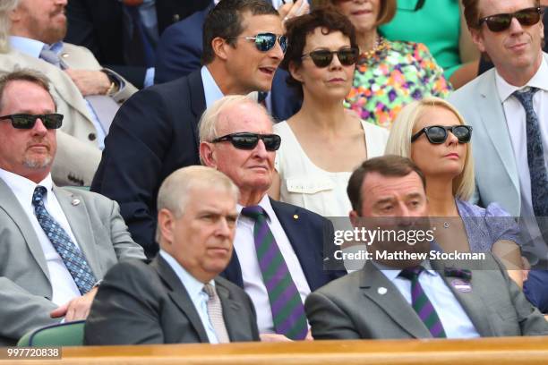 Rod Laver attends day eleven of the Wimbledon Lawn Tennis Championships at All England Lawn Tennis and Croquet Club on July 13, 2018 in London,...