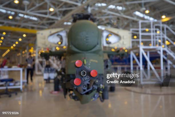 View of an ATAK helicopter at Turkish Aerospace Industries Inc. In Ankara, Turkey on July 13, 2018. Turkey and Pakistan signed a deal for the sale of...