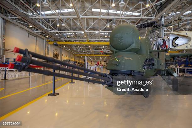View of an ATAK helicopter at Turkish Aerospace Industries Inc. In Ankara, Turkey on July 13, 2018. Turkey and Pakistan signed a deal for the sale of...