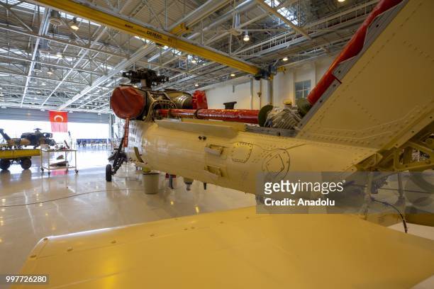 View of an incompleted ATAK helicopter at Turkish Aerospace Industries Inc. In Ankara, Turkey on July 13, 2018. Turkey and Pakistan signed a deal for...