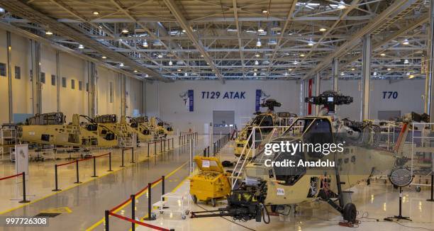 View of incompleted ATAK helicopters at Turkish Aerospace Industries Inc. In Ankara, Turkey on July 13, 2018. Turkey and Pakistan signed a deal for...