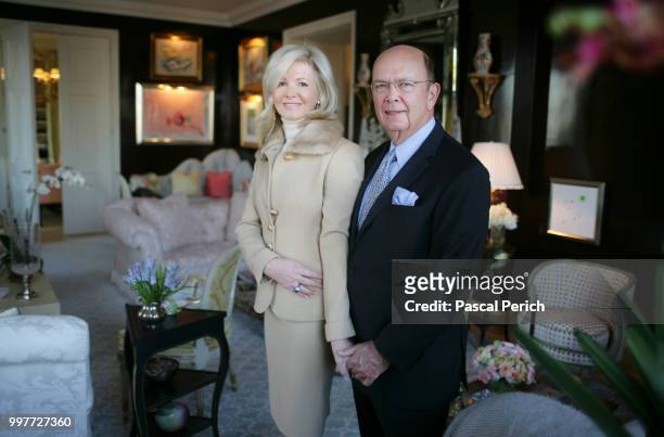 Investor Wilbur Ross is photographed with wife Hilary Geary for Financial Times on January 31, 2007 at home in New York City.