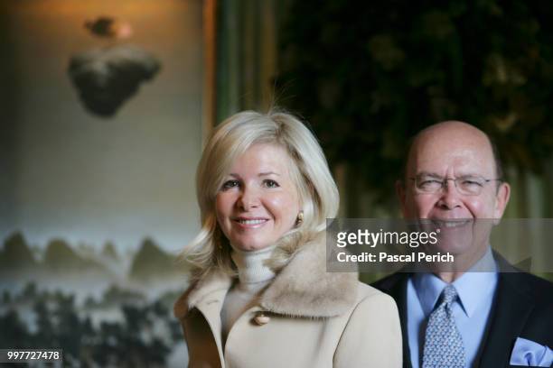 Investor Wilbur Ross is photographed with wife Hilary Geary for Financial Times on January 31, 2007 at home in New York City.