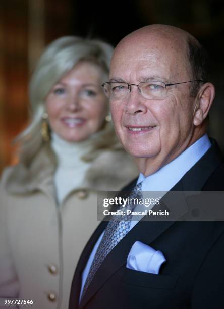 Investor Wilbur Ross is photographed with wife Hilary Geary for Financial Times on January 31, 2007 at home in New York City.