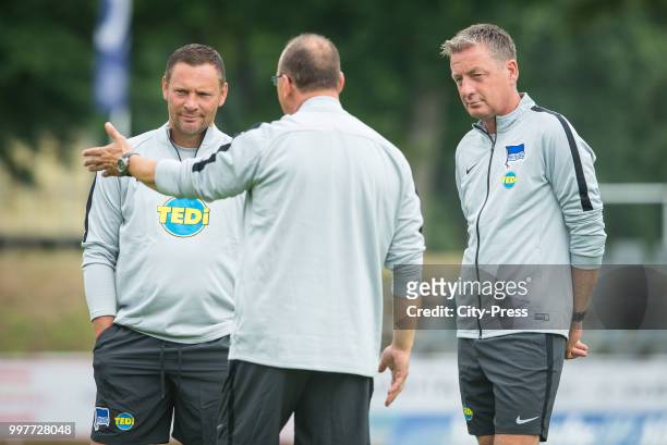Headcoach Pal Dardai, Andreas Thom, Rainer Widmayer during the hertha bsc training camp on july 13, 2018 in Neuruppin, Germany.
