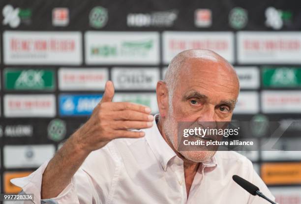 Martin Kind, the president of the German Bundesliga soccer club Hanover 96, at a press conference in Hanover, Germany, 1 August 2017. Kind detailed...