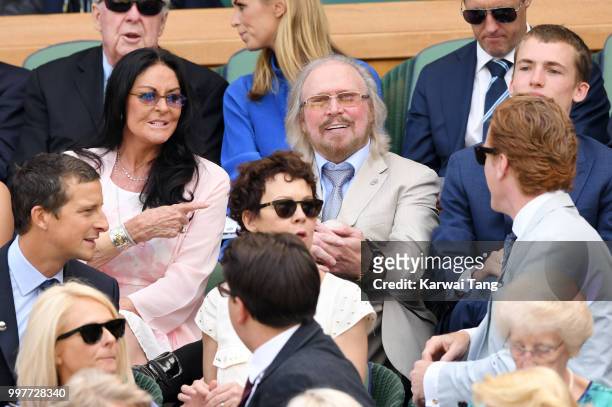 Barry Gibb and his wife Linda Gibb attend day eleven of the Wimbledon Tennis Championships at the All England Lawn Tennis and Croquet Club on July...