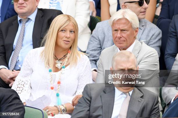 Bjorn Borg and his wife Patricia Ostfeldt attends day eleven of the Wimbledon Tennis Championships at the All England Lawn Tennis and Croquet Club on...