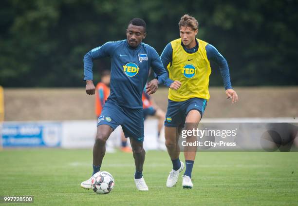 Salomon Kalou, Niklas Stark during the Hertha BSC training camp on july 13, 2018 in Neuruppin, Germany.