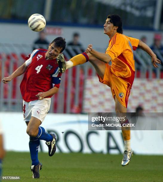 Galasek Tomas from Czech Republic vies with Marica Ciprian from Romania during their group one World Cup 2006 qualifying football match in Prague, 09...