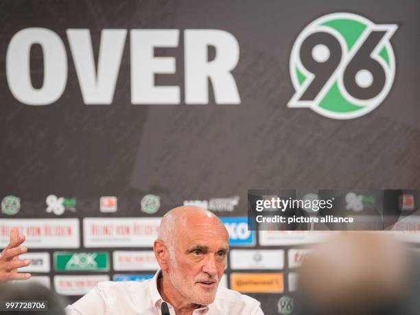 Martin Kind, the president of the German Bundesliga soccer club Hanover 96, at a press conference in Hanover, Germany, 1 August 2017. Kind detailed...