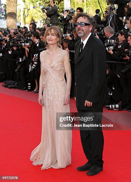 Isabelle Huppert and Tim Burton attend the premiere of 'Biutiful' held at the Palais des Festivals during the 63rd Annual International Cannes Film...