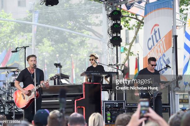 OneRepublic performs on stage at Citi Concert Series on TODAY at Rockefeller Plaza on July 13, 2018 in New York City.