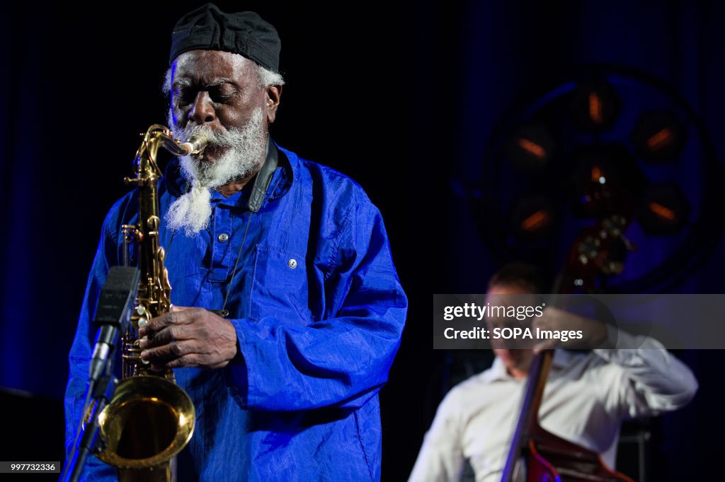American jazz saxophonist, Pharoah Sanders performs at the...