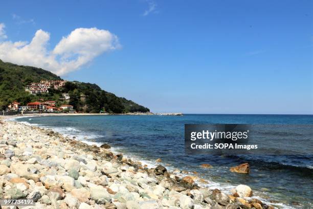 View of a beachfront in Pelion. A mountain in the Southeastern part of Thessaly, central Greece, Pelion is full of villages showcasing local...