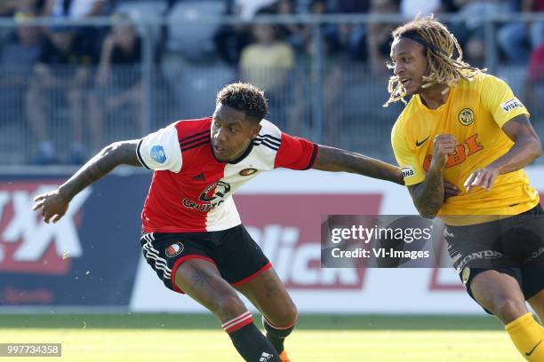 , Jean-Paul Boetius of Feyenoord, Kevin Mbabu of BSC Young Boys during the Uhrencup match between BSC Young Boys and Feyenoord at the Tissot Arena on...