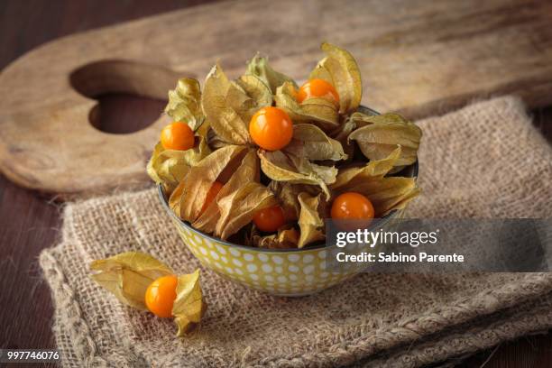 fresh cape gooseberries - winter cherry stock pictures, royalty-free photos & images