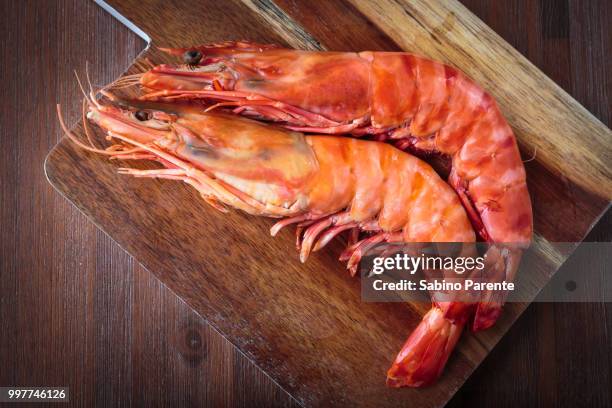 fresh cooked shrimp - gambas stock-fotos und bilder