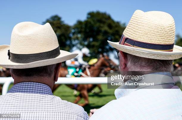 General view as racegoers watch the action close up at Newmarket Racecourse on July 13, 2018 in Newmarket, United Kingdom.