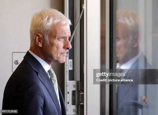 Matthias Mueller, Chairman of the Board at Volkswagen AG, leaves the Federal Ministry of the Interior after a summit on diesel and the reduction of...