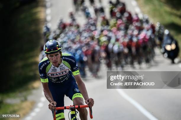 The pack catches again breakaway rider France's Yoann Offredo during the seventh stage of the 105th edition of the Tour de France cycling race...