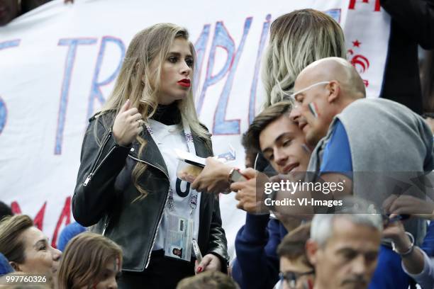 Maria Salaues , girlfriend of Paul Pogba of France during the 2018 FIFA World Cup Semi Final match between France and Belgium at the Saint Petersburg...