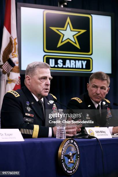 Army Chief of Staff Gen. Mark Milley and Army Vice Chief of Staff Gen. James McConville announce that Austin, Texas, will be the new headquarters for...