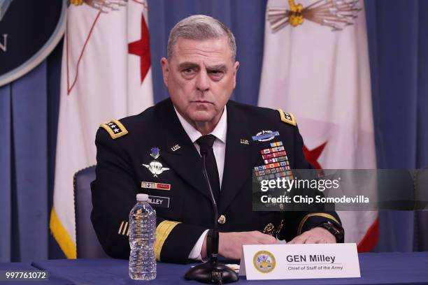 Army Chief of Staff Gen. Mark Milley announces that Austin, Texas, will be the new headquarters for the Army Futures Command during a news conference...