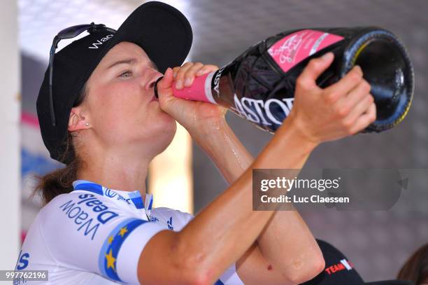 Podium / Marianne Vos of The Netherlands and Team WaowDeals Pro Cycling / Celebration / Champagne / during the 29th Tour of Italy 2018 - Women, Stage...