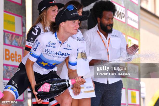 Podium / Marianne Vos of The Netherlands and Team WaowDeals Pro Cycling / Celebration / Champagne / during the 29th Tour of Italy 2018 - Women, Stage...