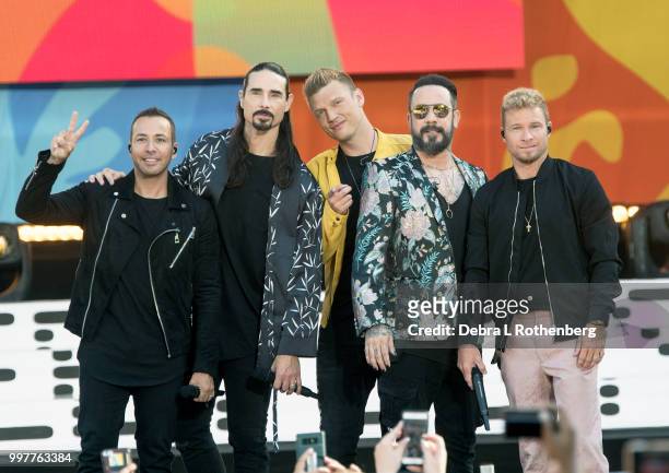 Howie D, Kevin Richardson, Nick Carter, AJ McLean and Brian Littrell of the Backstreet Boys perform live on ABC's "Good Morning America" Summer...
